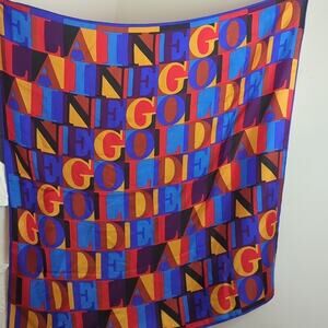 Elaine Gold Branded Vintage Silk Scarf Bright Colorful Color Block